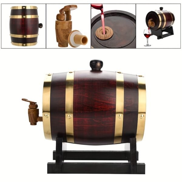 0.39 Gallon Oak Aging Barrel (1.5 Liter) With Stand And Oak Cork - Wooden Whiskey Barrel Wine Barrel - Charred Oak Barrels For Aging Whiskey, Bourbon, Cocktails, Rum, Tequila - Image 7