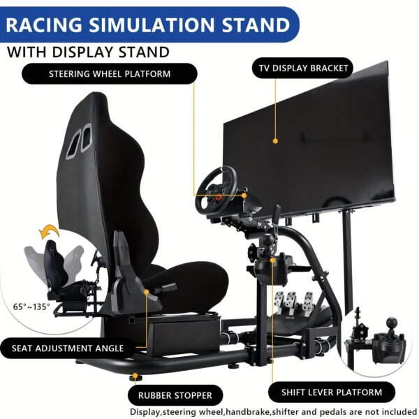 Easy To Get On And Off, Black Seat, Minneer Racing Cockpit With TV Mount, Fit For Logitech/Thrustmaster/Fanatec G920 G923 G29, Professional, No Pedal, Steering Wheel And Handbrake