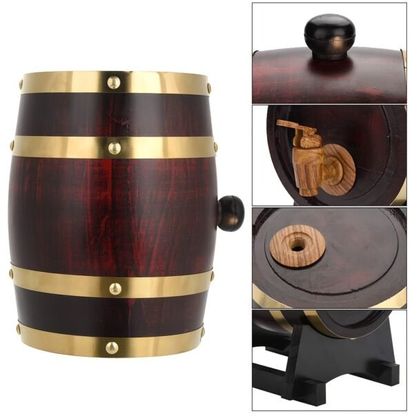 0.39 Gallon Oak Aging Barrel (1.5 Liter) With Stand And Oak Cork - Wooden Whiskey Barrel Wine Barrel - Charred Oak Barrels For Aging Whiskey, Bourbon, Cocktails, Rum, Tequila - Image 9