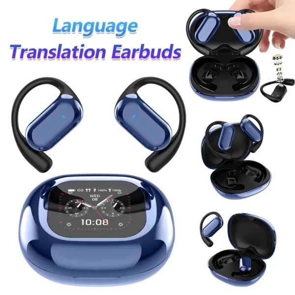 AI Language Translation Earbuds 144 Languages Bluetooth-Compatible 5.4 Translation Earphones for Travel Business Learning -