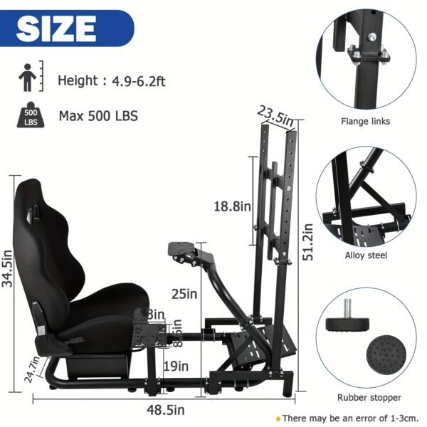 Easy To Get On And Off, Black Seat, Minneer Racing Cockpit With TV Mount, Fit For Logitech/Thrustmaster/Fanatec G920 G923 G29, Professional, No Pedal, Steering Wheel And Handbrake - Image 3