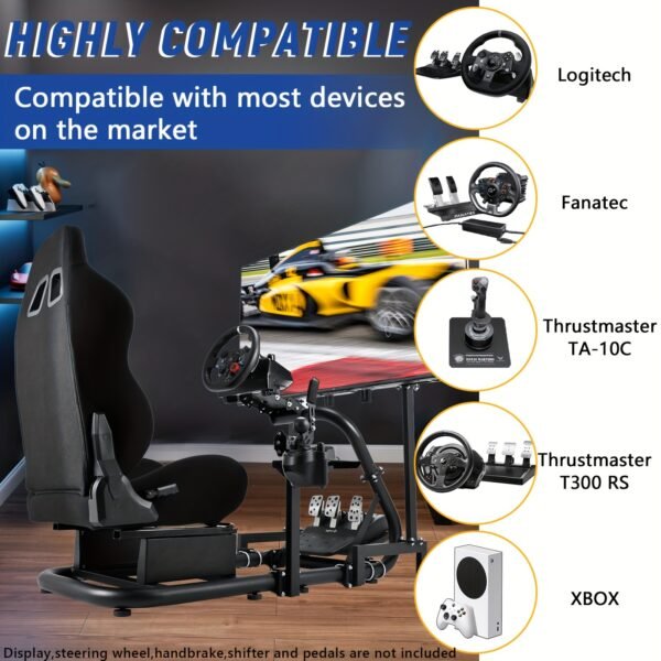 Easy To Get On And Off, Black Seat, Minneer Racing Cockpit With TV Mount, Fit For Logitech/Thrustmaster/Fanatec G920 G923 G29, Professional, No Pedal, Steering Wheel And Handbrake - Image 5