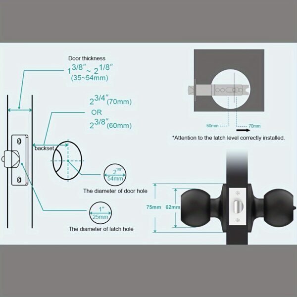 Smart Door Knob, Fingerprint/APP/Physical Key, Entrance Mode/Passage Mode/Privacy Mode, Rechargeable Lithium Battery - Image 2