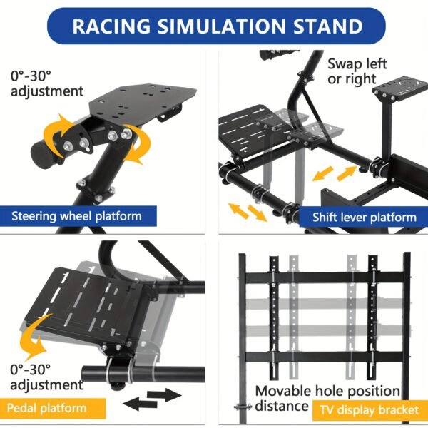 Easy To Get On And Off, Black Seat, Minneer Racing Cockpit With TV Mount, Fit For Logitech/Thrustmaster/Fanatec G920 G923 G29, Professional, No Pedal, Steering Wheel And Handbrake - Image 4