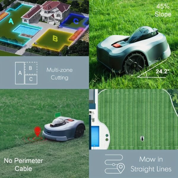 Novabot N1000 Smart Robotic Lawn Mower, Automatic Lawn Mower With Accurate Navigation And Obstacle Avoidance, All-Terrain Capabilities, U-Shape Path Planning, Perfect For 1.50 Acres Cut Height 0.8"-3.5" - Image 8